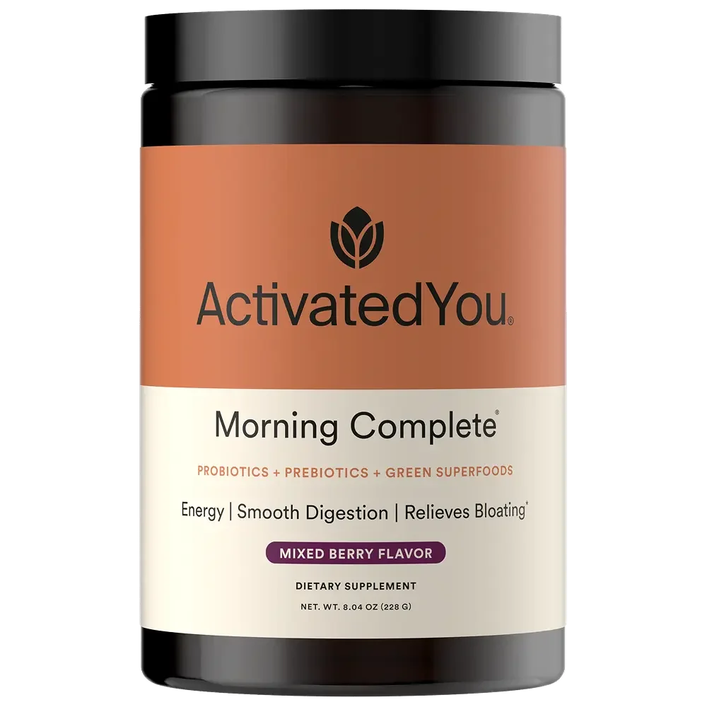 The Morning Complete jar, Mixed Berry flavor, front label, photographed by the manufacturer