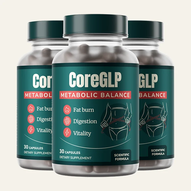 Drei Flaschen CoreGLP im Bestseller-Paket, Render aus den Materialien des Anbieters