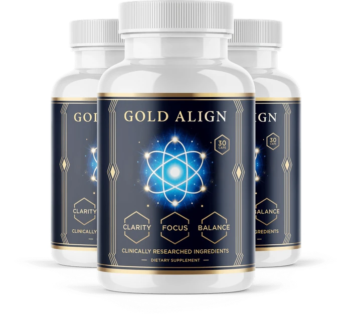 Three GoldAlign bottles, 30 capsules each, from the seller's materials