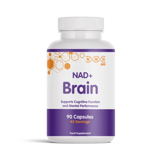 NMN Bio NAD+ Brain, 90 capsules, purple bottle, manufacturer's product photo