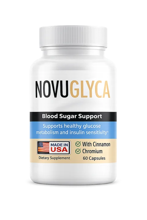 NovuGlyca bottle, Blood Sugar Support with cinnamon and chromium, 60 capsules, from the seller's materials