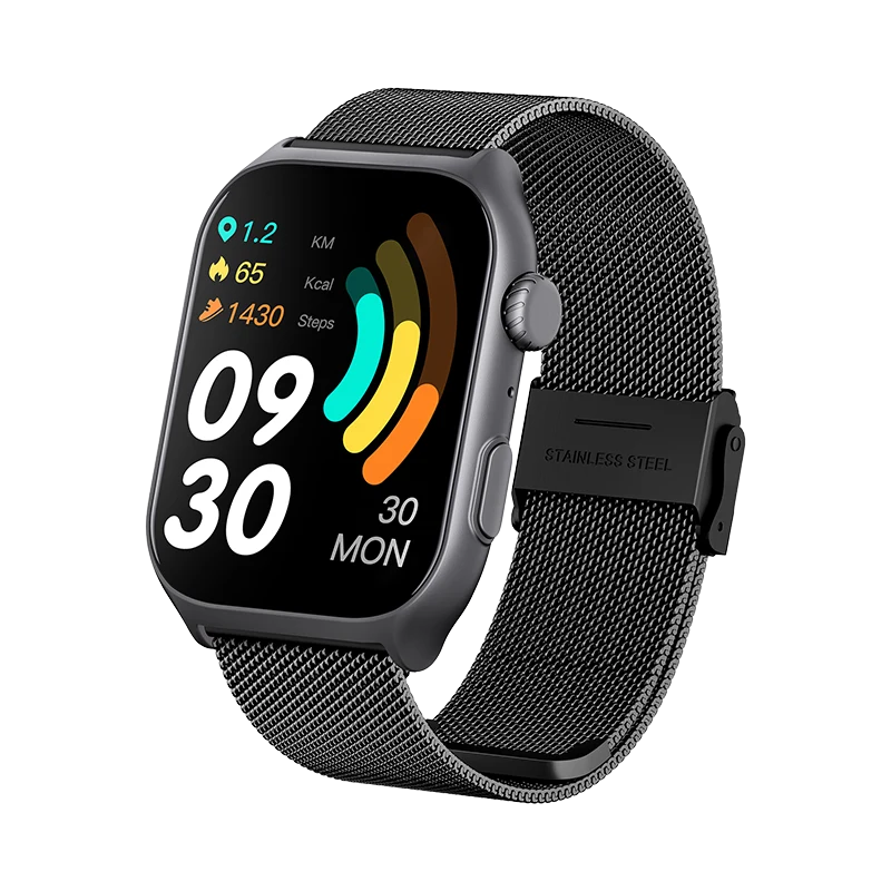 OmniWatch Smartwatch mit quadratischem Display, Schritt- und Kalorienanzeige, Produktfoto aus dem Bildmaterial des Anbieters