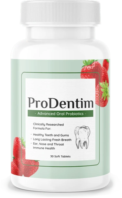 ProDentim bottle, Advanced Oral Probiotics, 30 soft tablets, from the seller's materials