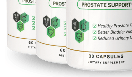 Cropped detail from the seller's own six-bottle promotional photo: the front bottle reads 30 CAPSULES while the two bottles behind it read 60