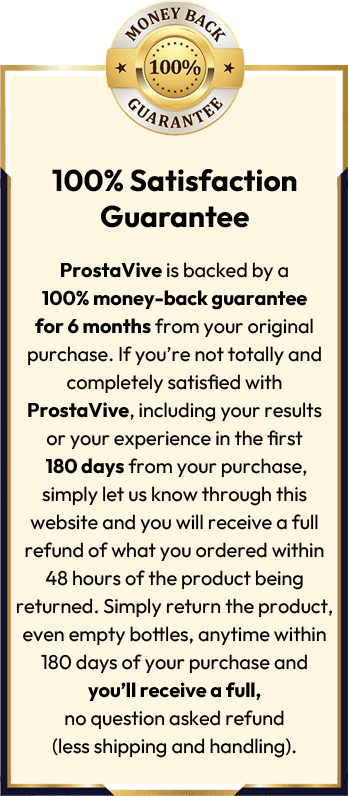 ProstaVive's own 100% Money Back Guarantee seal, from the seller's product materials