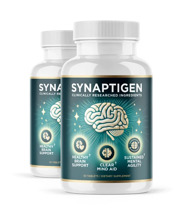 Two Synaptigen bottles, Clinically Researched Ingredients, 30 tablets each, from the seller's materials