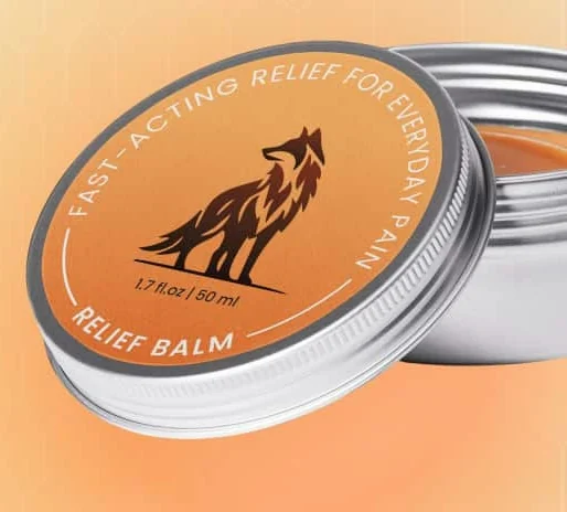 TheraWolf Relief Balm tin, from the seller's product photos