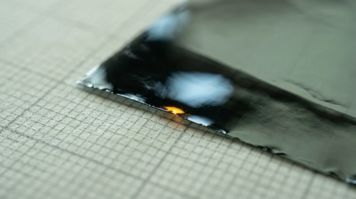 Macro of a thin black graphene film catching a cool highlight, styled to echo the pad's GrapheneWave heating element